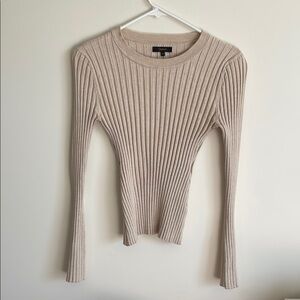 Quince Ribbed Beige Sweater
